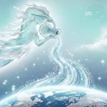 Ilustración etérea en acuarela del signo Acuario vertiendo energía sobre el mundo para la Temporada de Acuario 2026.