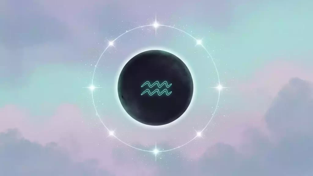 Arte en acuarela de la Luna Nueva en Acuario 2026 para rituales de intenciones.